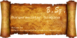 Burgermeister Szabina névjegykártya